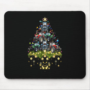 Tractor Christmas Tree Lights Holiday Tractor Xmas Mouse Pad