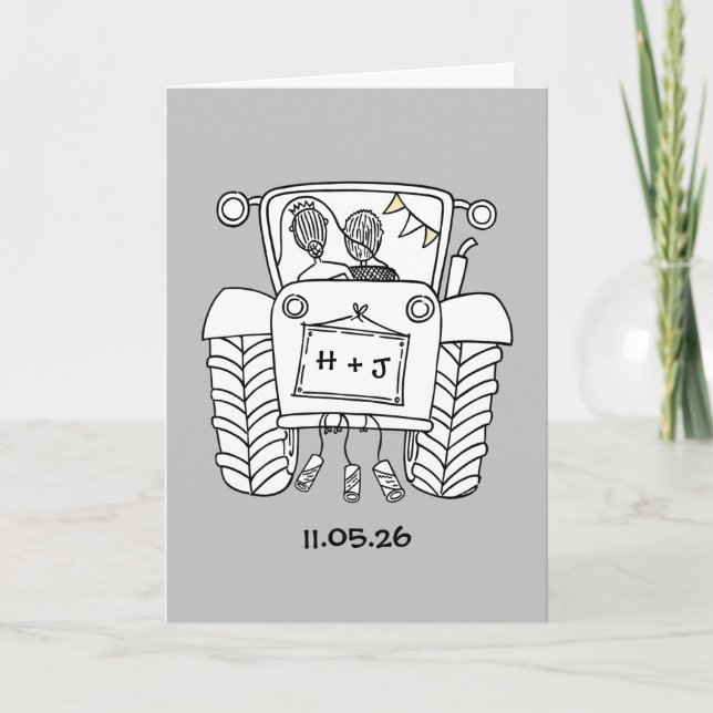 Tractor Country Wedding Card (Front)