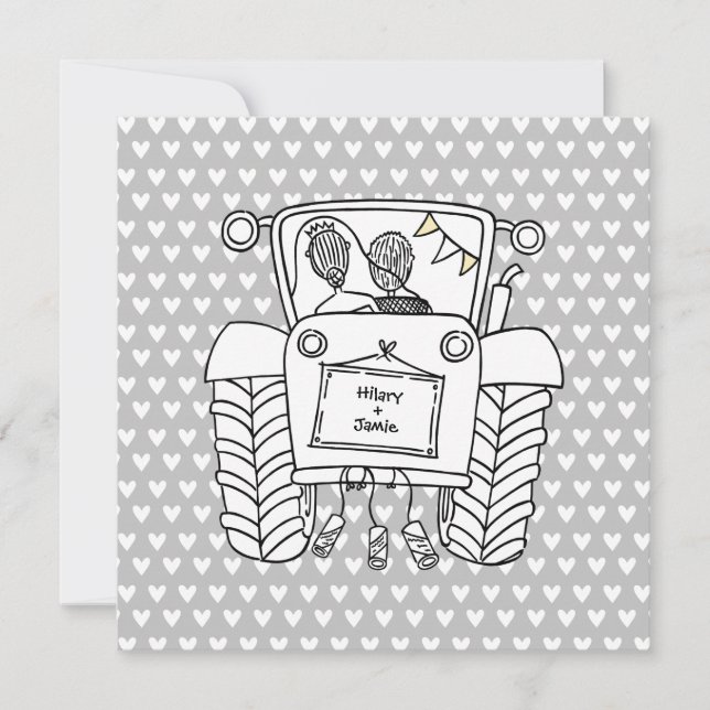 Tractor Country Wedding Evening Reception Invitation (Front)