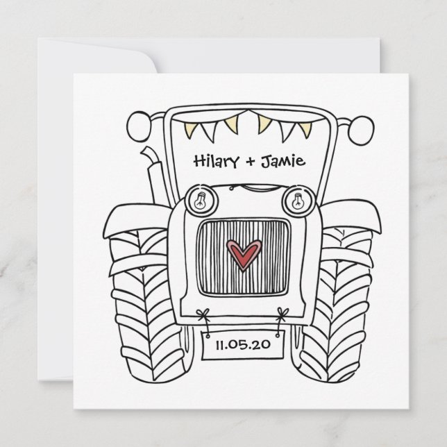 Tractor Country Wedding  Invitation (Front)