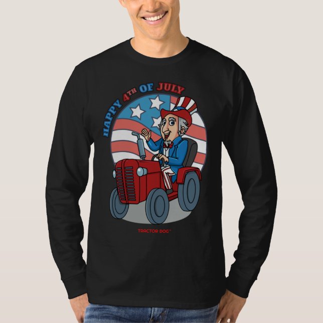 Tractor Critters Uncle Sam Driving a Tractor T-Shirt (Front)