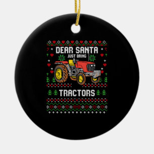 Tractor Driver Ugly Xmas Sweater Harvester Farmer Ceramic Tree Decoration
