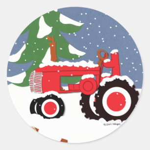 Tractor Envelope Seal Winter Sticker