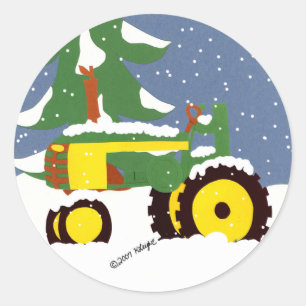Tractor Envelope Seal Winter Sticker
