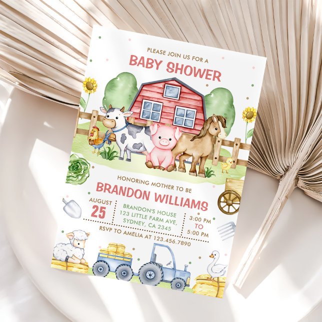 Tractor Farm Animals Barnyard Baby Shower Invitation (Creator Uploaded)