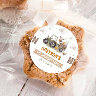 Tractor Farm Birthday Party Animals Barn Classic Round Sticker