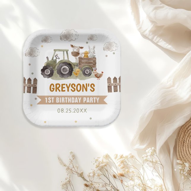 Tractor Farm Birthday Party Animals Barn Paper Plate (Creator Uploaded)