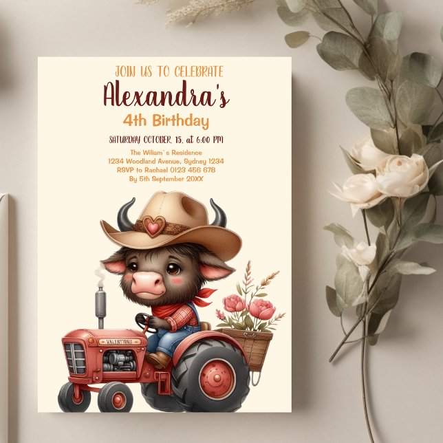 Tractor Farm Birthday Party Animals  Invitation (Creator Uploaded)