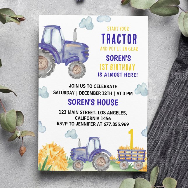 Tractor Farm  Birthday Party Invitation (Creator Uploaded)
