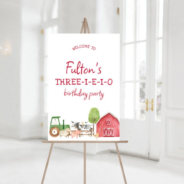 Tractor Farm Birthday Welcome Sign Poster (Tractor Farm Birthday Sign)