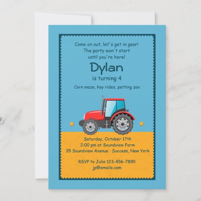 Tractor Farm Invitation (Front)