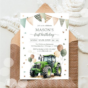 Tractor Farm Kids Boy Birthday Invitation