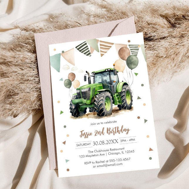 Tractor Farm Kids Boy Birthday Invitation (Creator Uploaded)