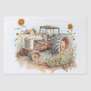 Tractor Farm Sunflower Tissue Paper