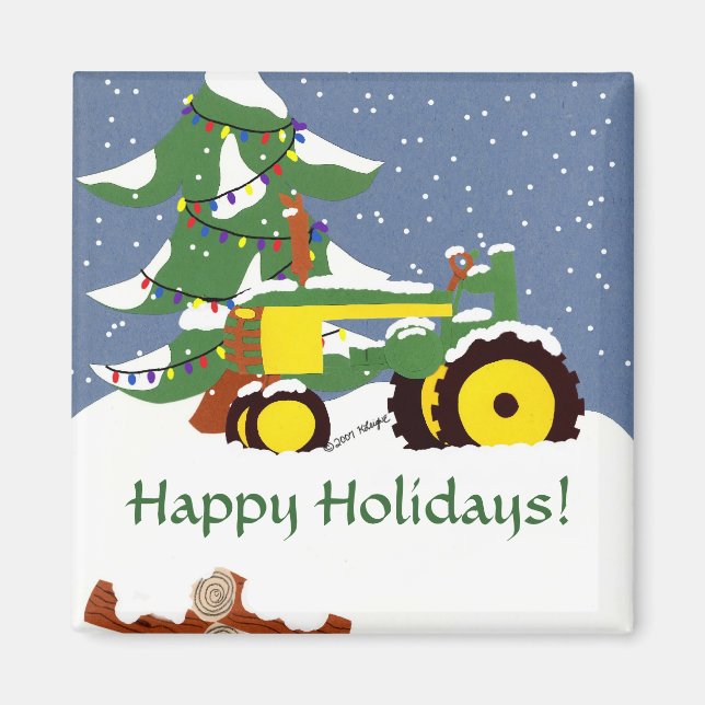 Tractor for Christmas Magnet (Front)