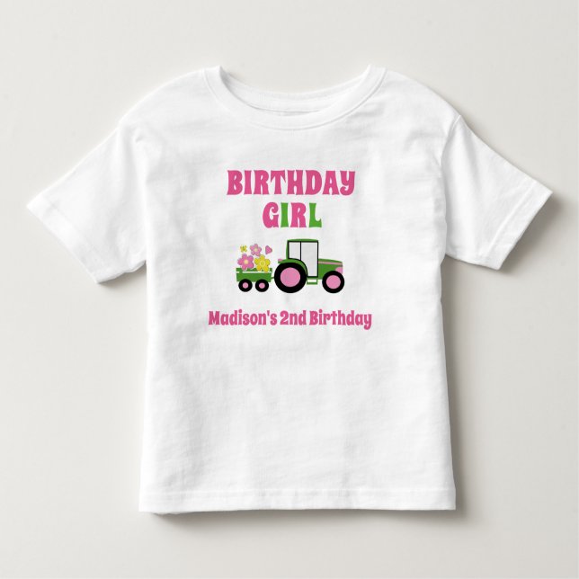 Tractor Girl Birthday T-shirt Toddler Kid Child (Front)