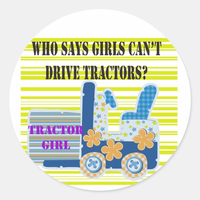 Tractor Girl Tshirts and Gifts Classic Round Sticker (Front)