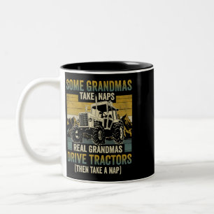 Tractor Grandma Farm Gifts Real Grandmas Drive Tra Two-Tone Coffee Mug