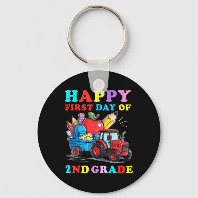 Tractor Happy First Day Of 2nd Grade Back To Schoo Key Ring (Front)