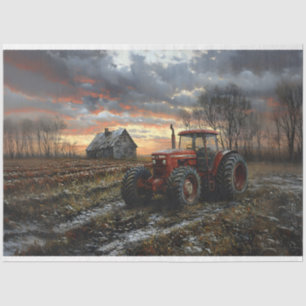 Tractor in a Farm Field Rustic Decoupage Tissue Paper