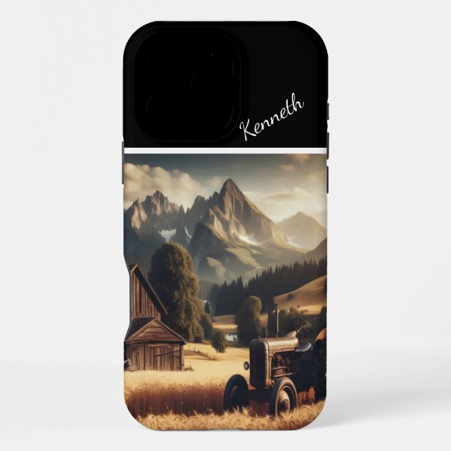 Tractor in Mountain Valley iPhone Case (Back)