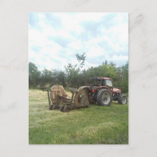 tractor in summer postcard