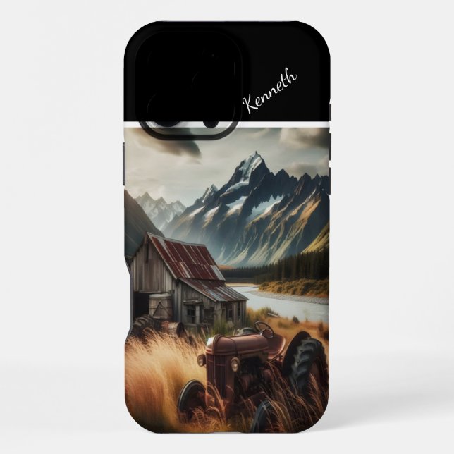 Tractor In The Mountains iPhone Case (Back)