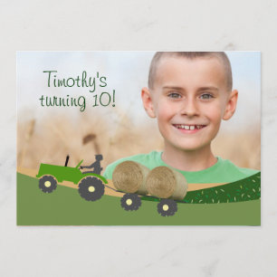 Tractor Invitation: Cute Hay Bale Farm Scene Invitation