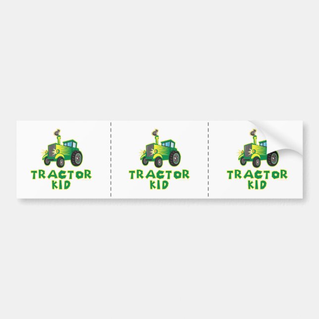 Tractor Kid, Green Bumper Sticker (Front)