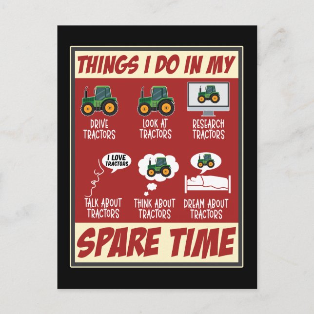 Tractor Lover Funny Farmer Tractors Postcard (Front)