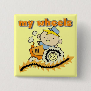 Tractor My Wheels Tshirts and Gifts 15 Cm Square Badge