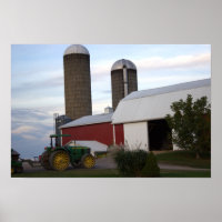 Tractor on Farm Poster