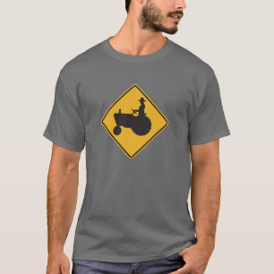 Tractor On Road Street Sign T-Shirt