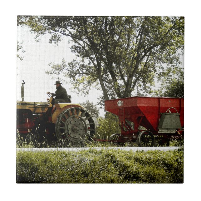 Tractor on Steel Wheels Tile (Front)