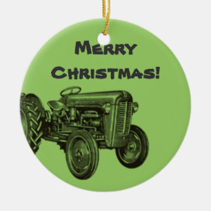 Tractor Ornament: Add Your Business Name Ceramic Tree Decoration