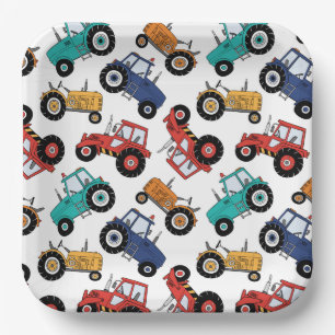 Tractor Paper Plates, Farm Party Supplies Plate