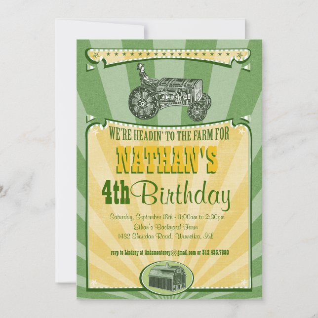Tractor Party Invitation (Front)