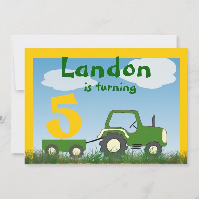 Tractor Party Invitation: Age in Cart Invitation (Front)