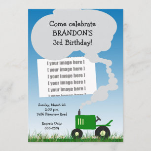 Tractor Party Invitation: Green Tractor, Add Your Invitation