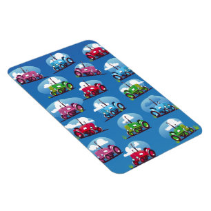 Tractor Pattern (Blue Background) Magnet