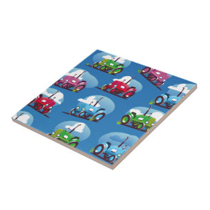 Tractor Pattern (Blue Background) Tile