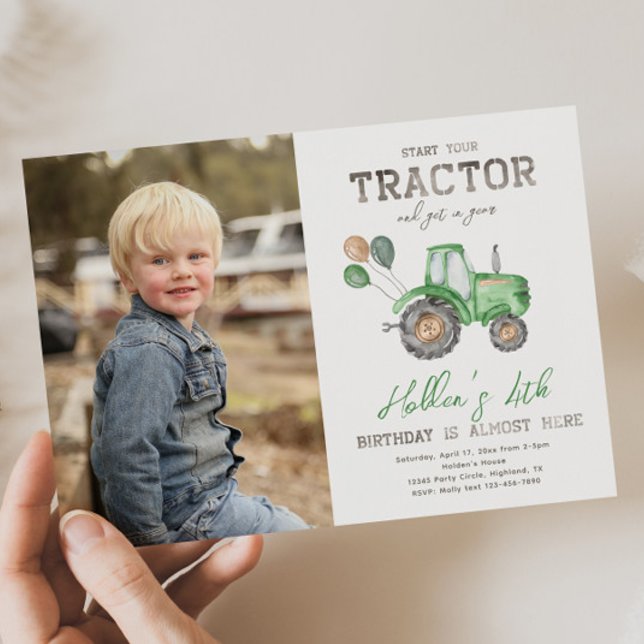 Tractor Photo Birthday Invitation | Farm (Creator Uploaded)