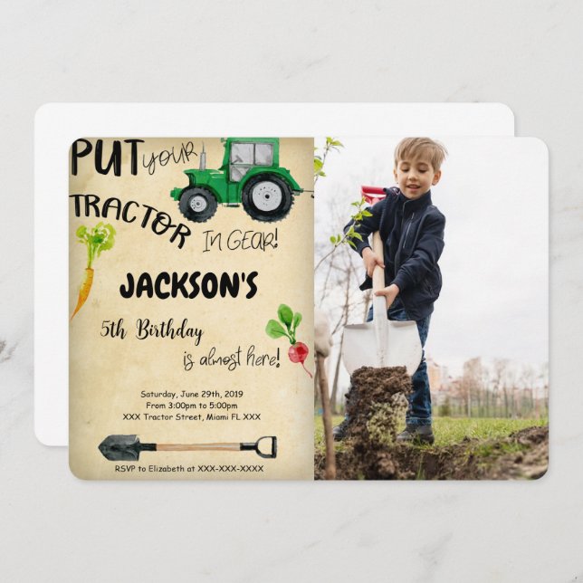 Tractor Photo Invitation (Front/Back)