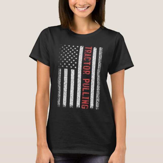 Tractor Pulling American Flag 4th of July Cool Nov T-Shirt (Front)