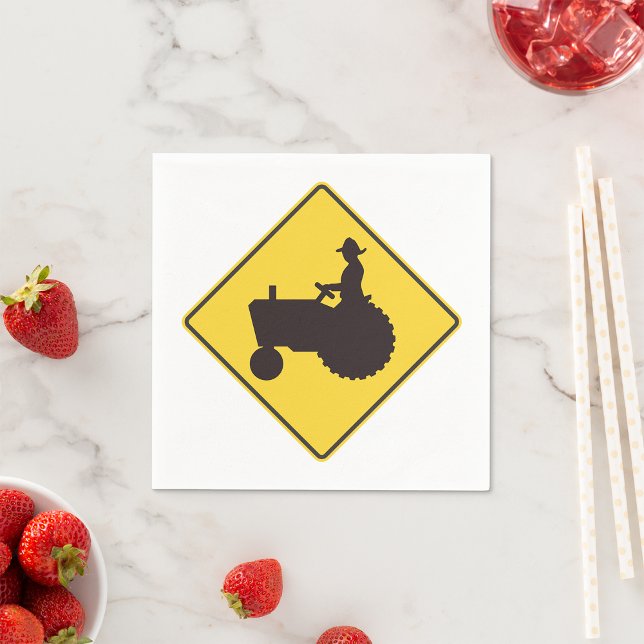 Tractor Road Sign Paper Napkins (Creator Uploaded)