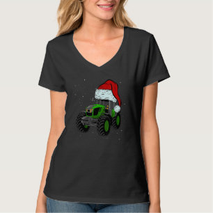 Tractor Santa Hat Christmas Farmer Family Farming T-Shirt