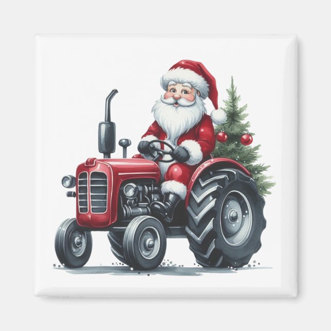 Tractor Santa Magnet (Front)