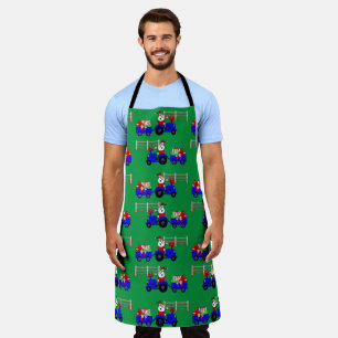 Tractor Santa With Gifts Christmas  Apron