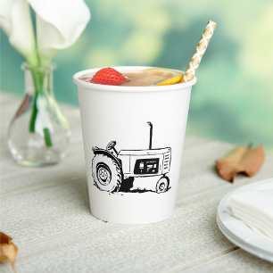 Tractor Sketch Paper Cups