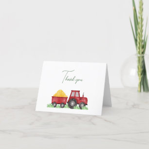 Tractor Thank You Card, Barnyard Farm Birthday Card